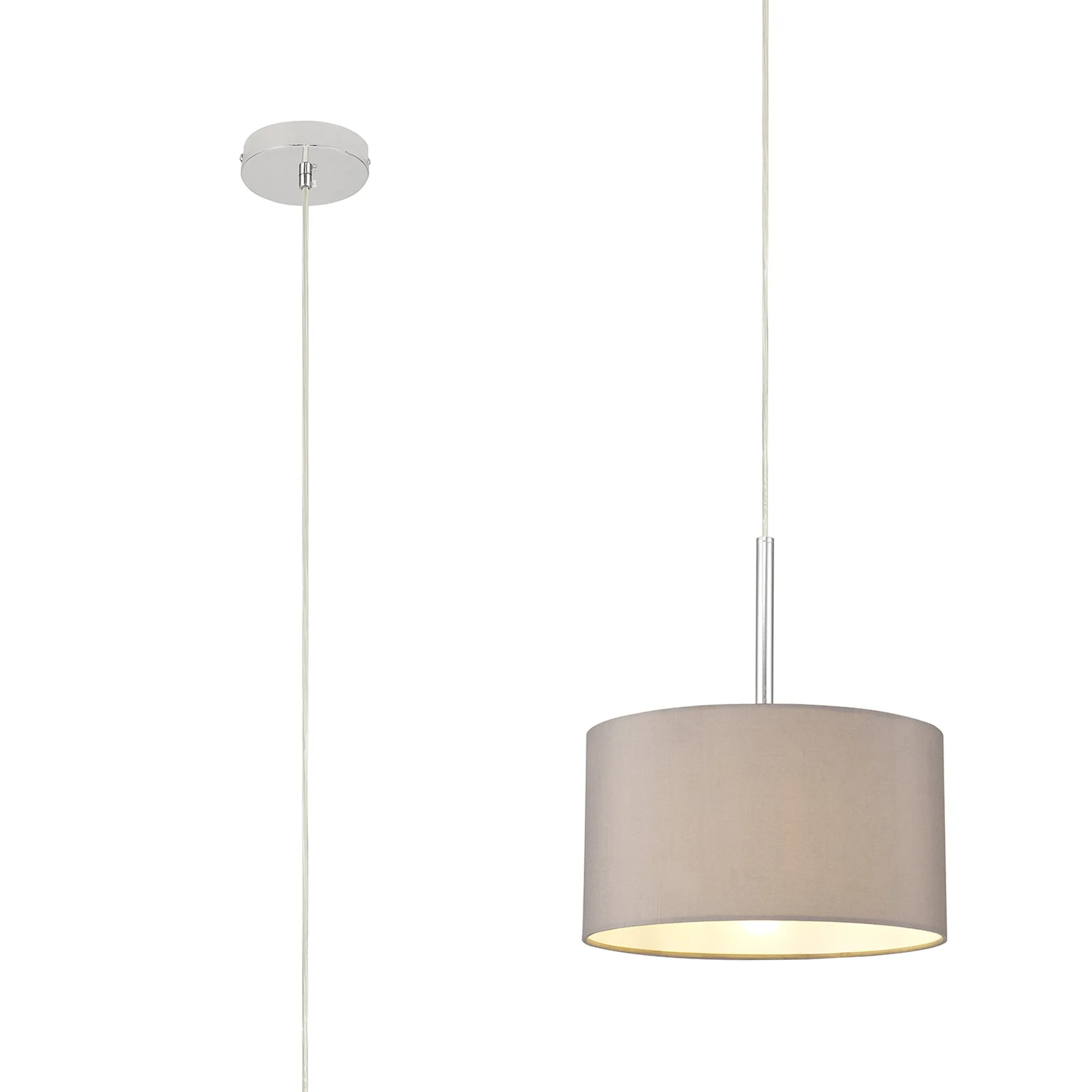 Baymont 30cm Pendant 1 Light Polished Chrome; Grey